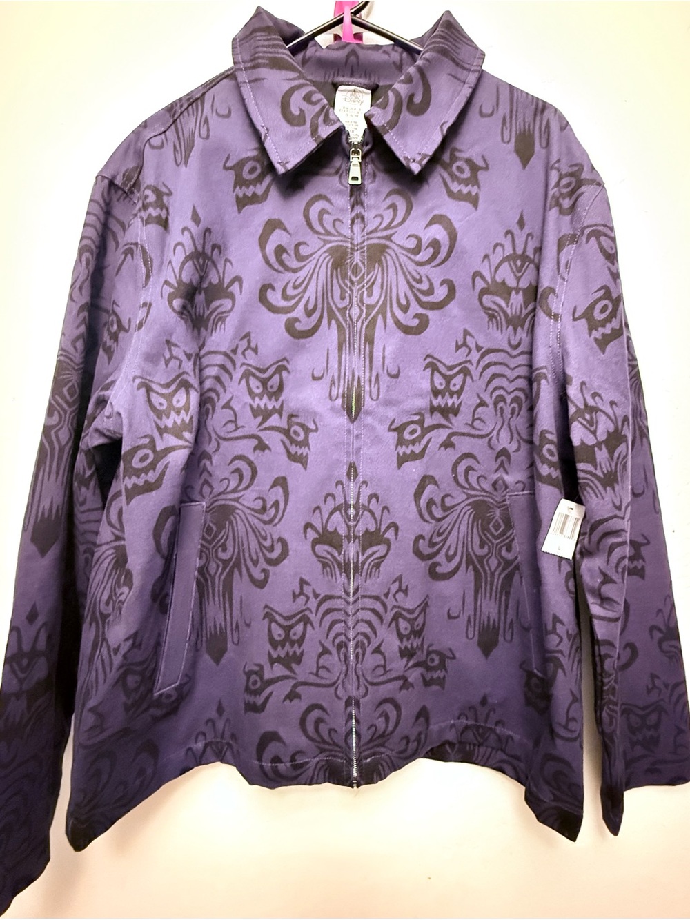 Disney Haunted Mansion Ghost Wallpaper Collared Jacket NWT